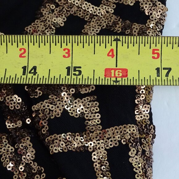 Calvin Klein Black Gold Sequins V-Neck Party Dress Women Size 14 Long Sleeve - Picture 13 of 16